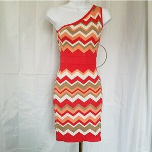Arden B Zig Zag Chevron Bodycon Dress Size Small NWT Color Pink Patter